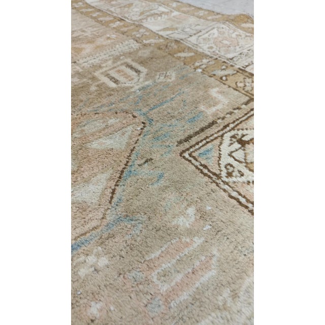 Antique Malayer Runner, Handmade Oriental Rug, Ivory, Taupe, Gold, Light Blue For Sale - Image 11 of 18