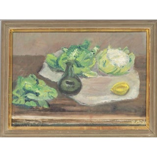 Swedish Artist, Still Life of Cabbages and Lemon, 20th Century, Oil Painting, Framed For Sale