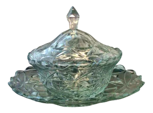 19th Century Anglo Irish Cut Glass Crystal Tureen and Cover with Under Tray