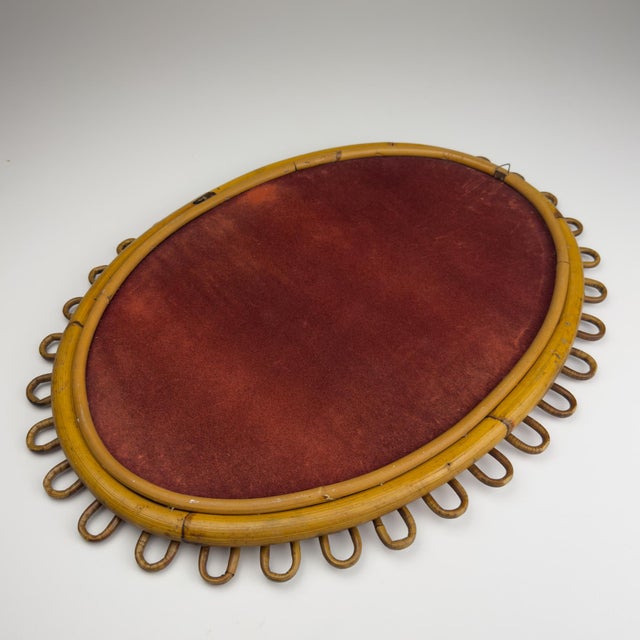 Vintage Oval Bamboo Mirror by Franco Albini, 1960s For Sale - Image 10 of 15