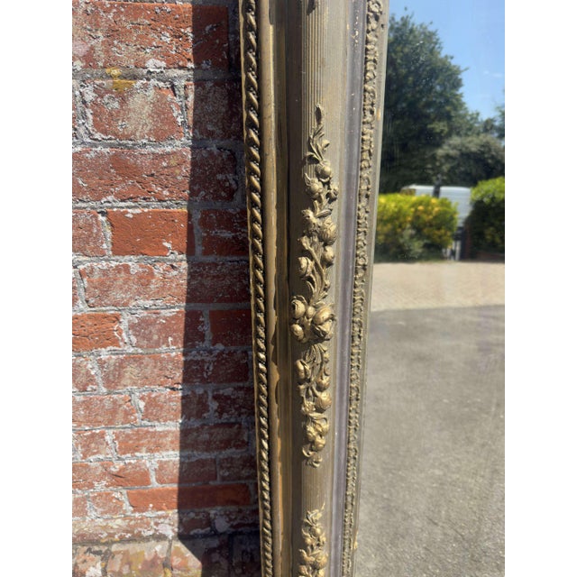Large Antique French Carved Wood and Gesso Gilt and Painted Mirror, 1800s For Sale - Image 3 of 8