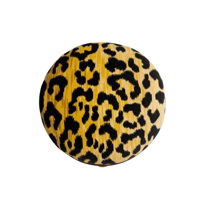 English 19th Century English Footstool With Clarence House Leopard Velvet For Sale - Image 3 of 5