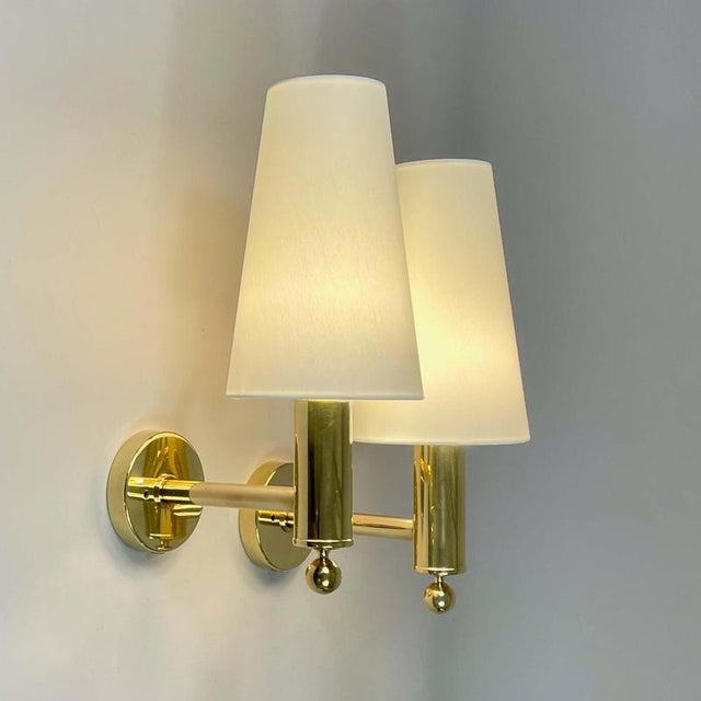Mid-Century Brass V18 Wall Lights attributed to Eje Ahlgren for Bergboms, Sweden, 1960s, Set of 2 For Sale - Image 14 of 18