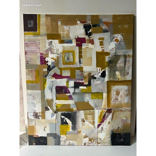 Abstract Composition, Acrylic Painting on Canvas, 2000s For Sale - Image 13 of 14