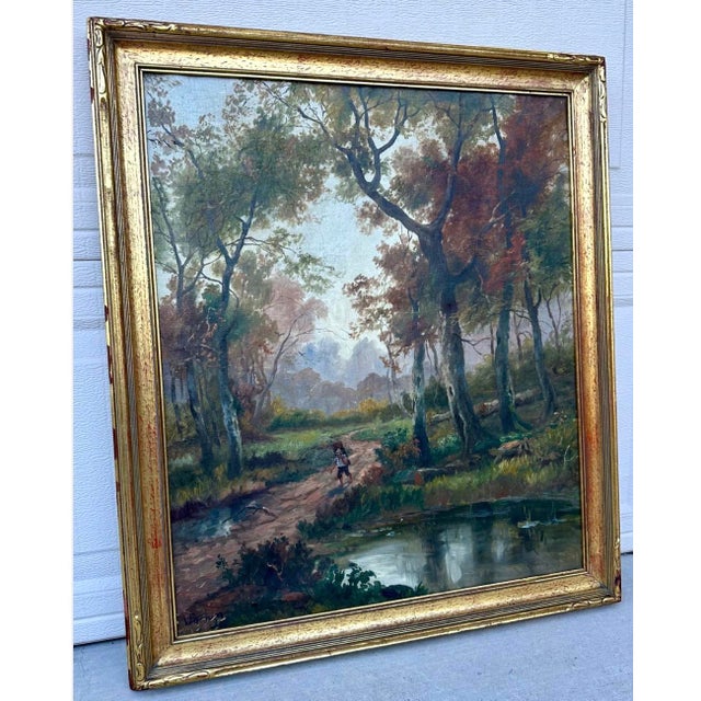 19th Century Hudson River School Style Landscape Oil Painting Attributed to Andrew W. Warren For Sale - Image 12 of 18