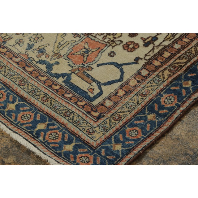 Camel Vintage Turkish Rug With Central Medallion in Beige, Brown & Blue - Rug & Kilim For Sale - Image 8 of 9