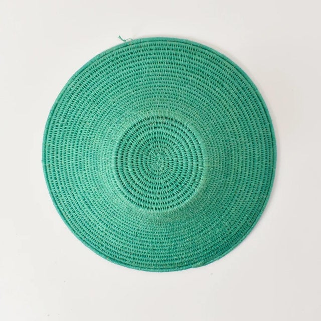 Early 20th Century Sisal Handwoven Teal Basket Eswatini 12inch For Sale In Denver - Image 6 of 7