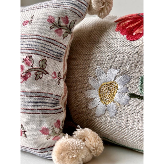 2020s Artisanal Lavender‑Filled Decorative Pillows — Couture Fabrics & Trim (Schumacher, Nina Campbell, Samuel & Sons), Set of Two For Sale - Image 5 of 12