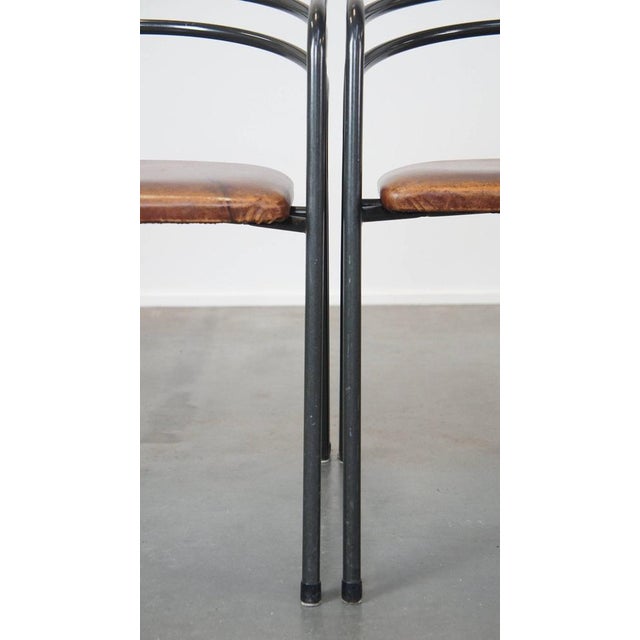 Metal Frame Dining Chairs with Leathers Seats, 1970s, Set of 4 For Sale - Image 14 of 15