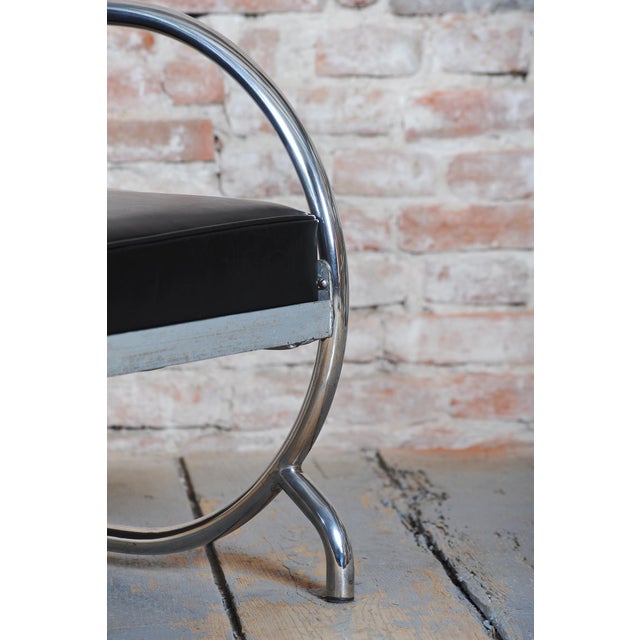 Bauhaus Sofa in Chrome, Steel and Leather attributed to Robert Slezak, Czech, 1930s For Sale - Image 10 of 13
