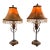 1990s Pair of Hollywood Regency Beaded Table Lamps With Custom Fringe Shades – Gilt & Bronze Finish For Sale