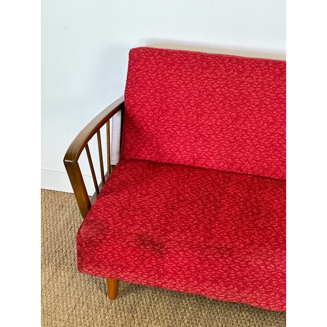 Vintage Scandinavian Convertible Sofa in Wood and Fabric, 1960s For Sale - Image 14 of 17
