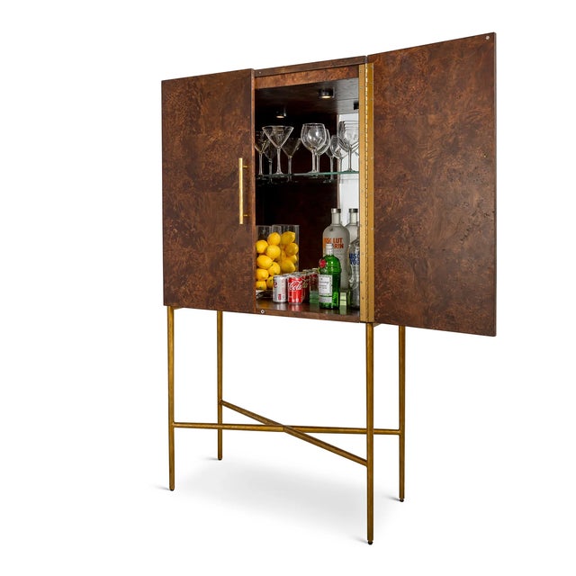 Port 68 Whiskey Burlwood Bar Cabinet For Sale - Image 4 of 10