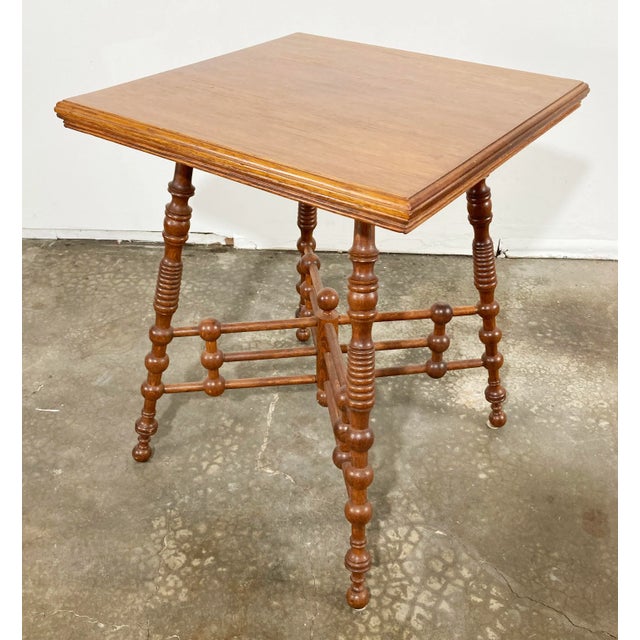 Antique Ornate Oak Wood Stick and Ball Accent Table For Sale In Kansas City - Image 6 of 8
