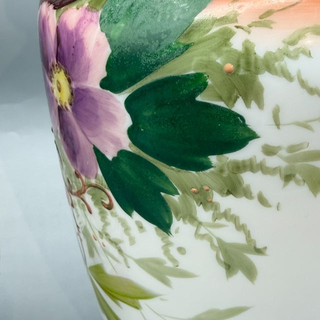 Large Antique Hand-Painted Bohemian Opaline Glass Vases, 1800s, Set of 2 For Sale - Image 14 of 18