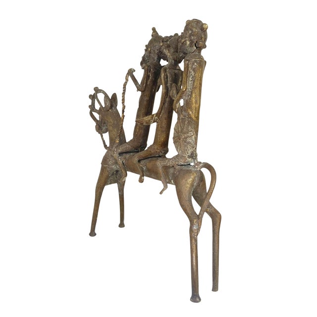 Wax Vintage Lg African Kotoko Bronze Horseman W/ 3 Companions 17" H Chad For Sale - Image 7 of 8