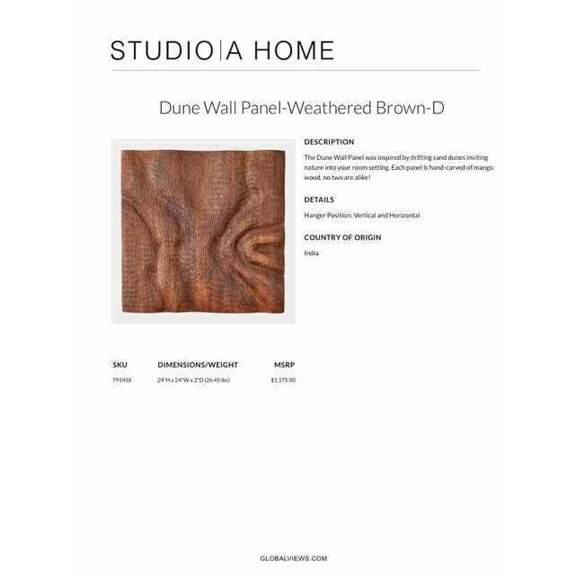 2020s Studio a Home Pair of Dune Hand-Carved Mango Wood Wall Panels For Sale - Image 5 of 6