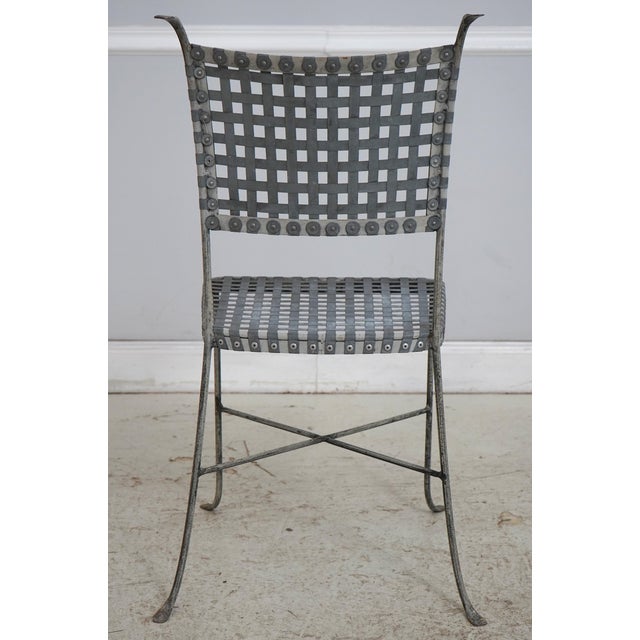 Set of 4 Mid Century Modern Woven Metal Seat Bistro Chairs For Sale - Image 4 of 18