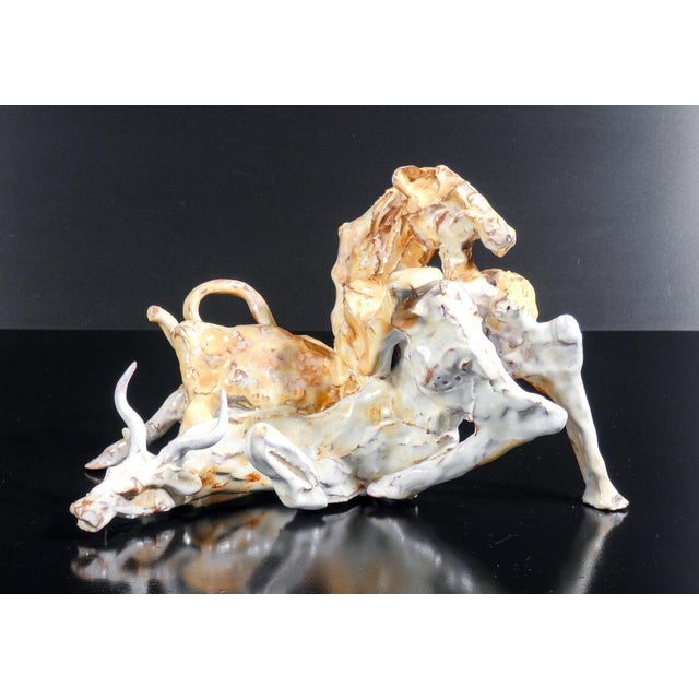 Glazed Majolica Hunting Scene Figurine For Sale - Image 12 of 18