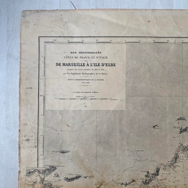 Paper Map of Marseille, Corsica, Elba Island, 1888 For Sale - Image 7 of 10