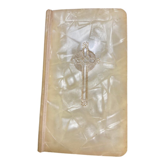 Vintage Mother of Pearl Catholic Prayer Book Made in Belgium Circa 1954 For Sale