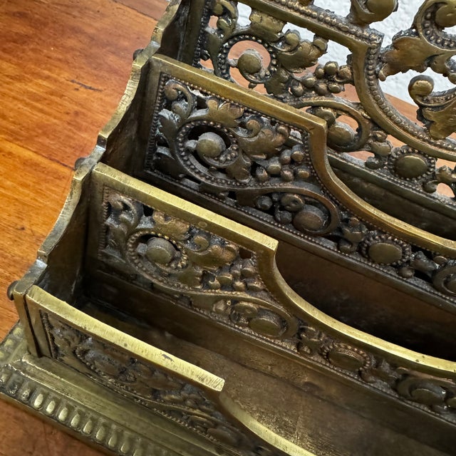 Decorated Bronze Desk Letter Holder, Late 19th Century For Sale - Image 6 of 14