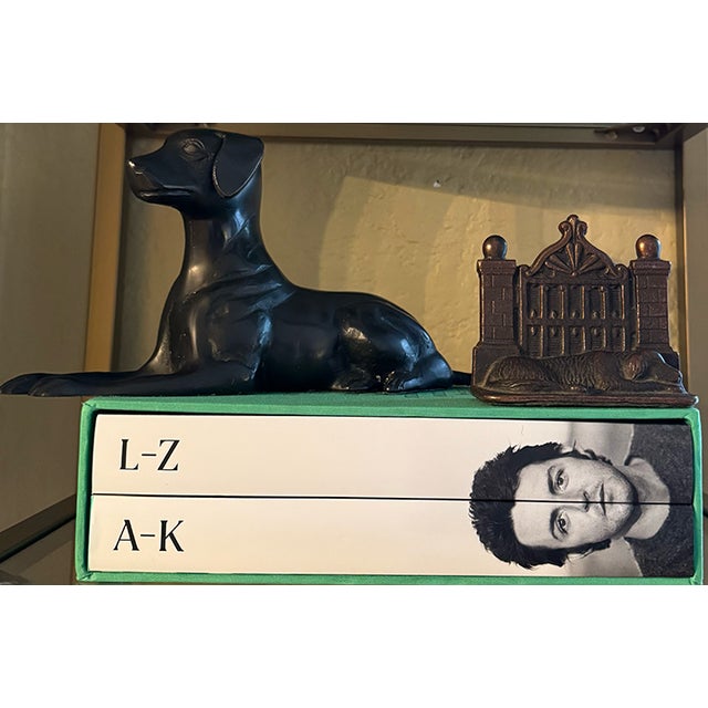 Antique Cast Iron Sleeping Dog Manor Gate Bookends (A Pair) For Sale - Image 12 of 16