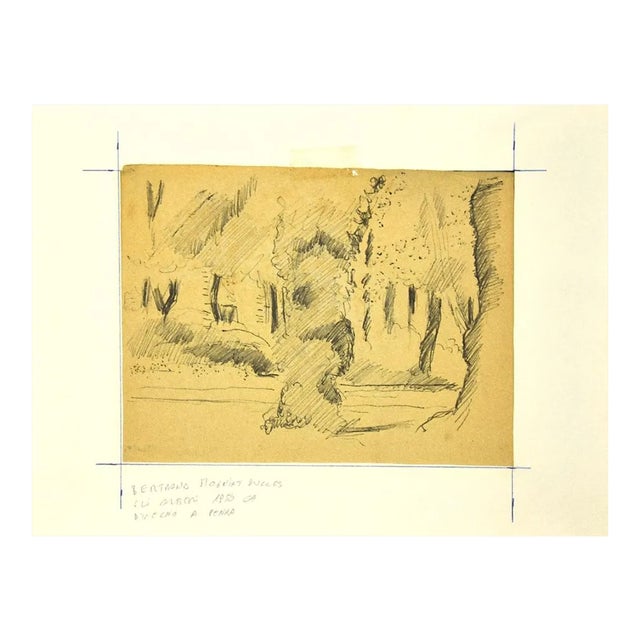 Mogniat-Duclos Bertrand, In the Garden, Drawing, 1950s For Sale
