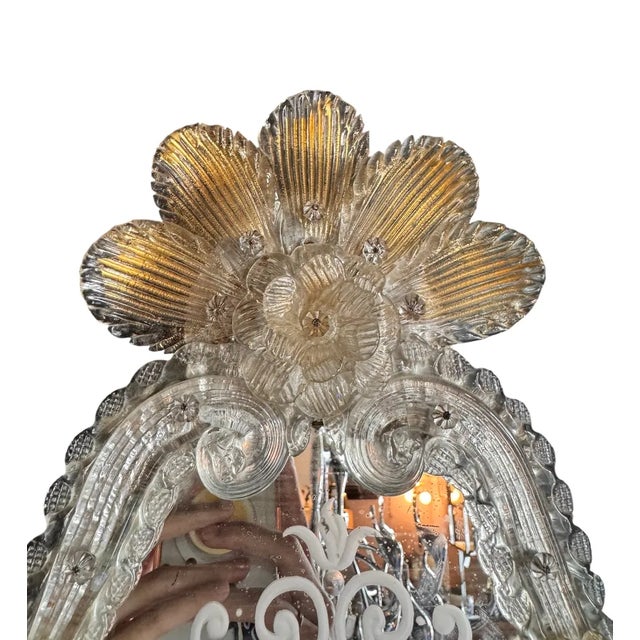 Italian Early 20th Century Venetian Murano Art Glass Girandole Mirror For Sale - Image 3 of 15