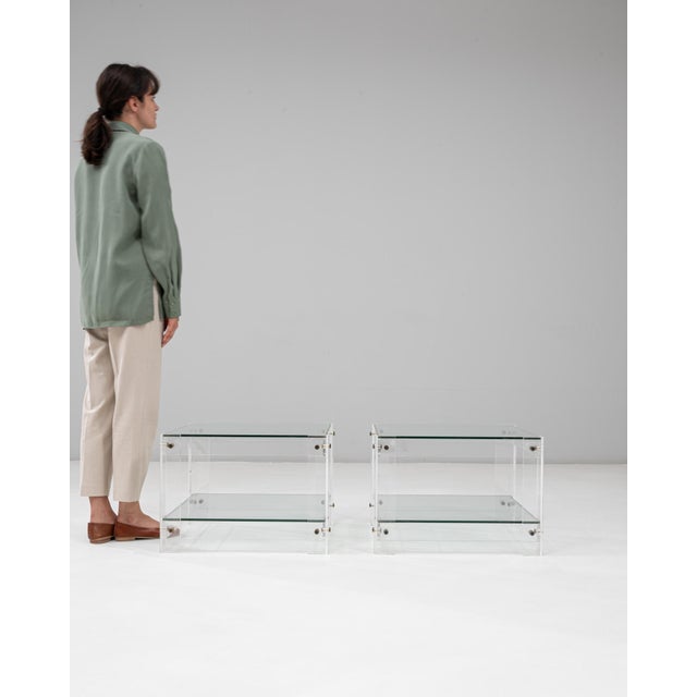 20th Century French Acrylic and Glass "Button Line" Side Tables - A Pair For Sale In Greensboro - Image 6 of 18
