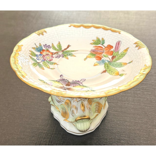 English Herend Queen Victoria Pedestal Dish on Dolphin Fish Base For Sale - Image 3 of 9
