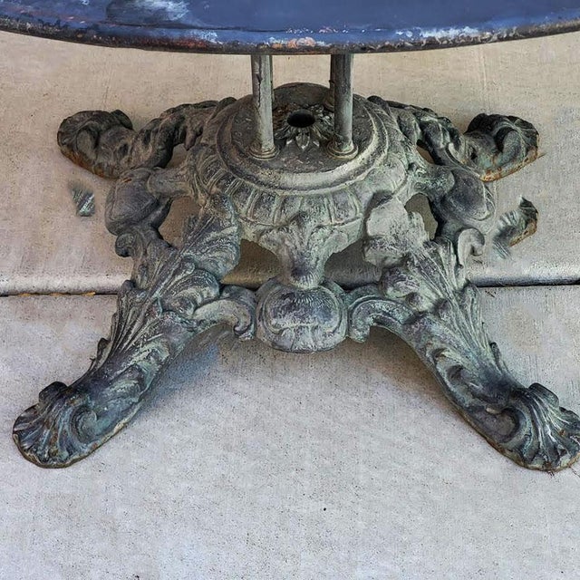 French Vintage French Bronze Outdoor Table & 4 Armchairs - Great Patina For Sale - Image 3 of 5