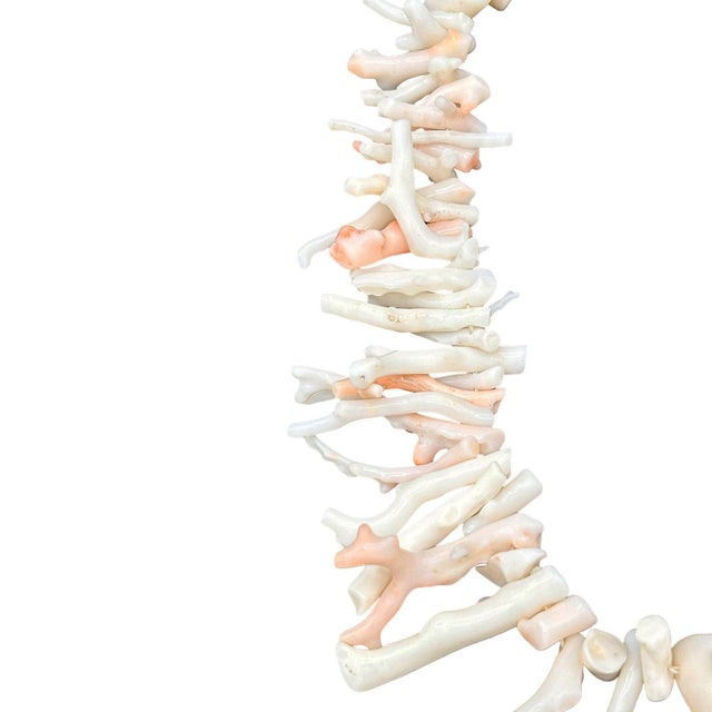 1970s Coastal Undyed Branch Angel Skin Coral Large Graduated Necklace Pale Pink For Sale - Image 4 of 7