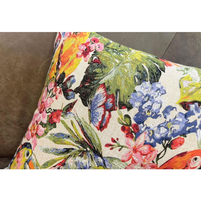 Textile Woven Tropical Jungle Pillow Cover For Sale - Image 7 of 17