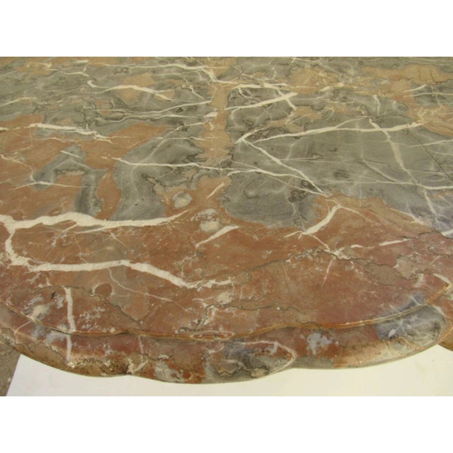 18th Century Louis XV Gesso Console Table with Shaped Thick Marble Top For Sale - Image 5 of 11