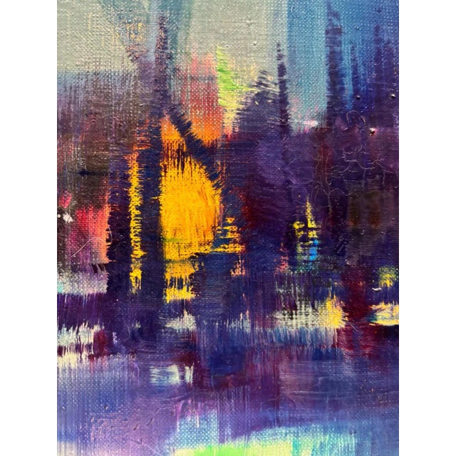 Gold Sergio Cecchi, Navy Blue Scene, Oil on Canvas, 1960s For Sale - Image 8 of 10