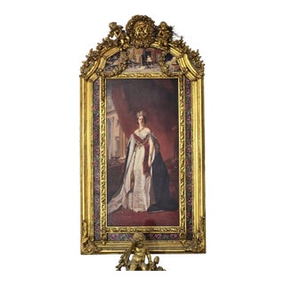 French Baroque Style Gold Leaf Portrait Frame – Ornate Giltwood Wall Art With Cherubs & Classical Figure For Sale