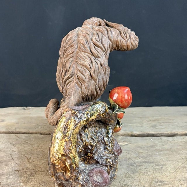 Ceramic Vintage Shiwan Pottery Monkey & Baby Sculpture With Peaches - 12" Tall For Sale - Image 7 of 9