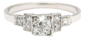 1970s 0.46ctw Diamond Engagement Ring, Platinum, Ring Size 5.75