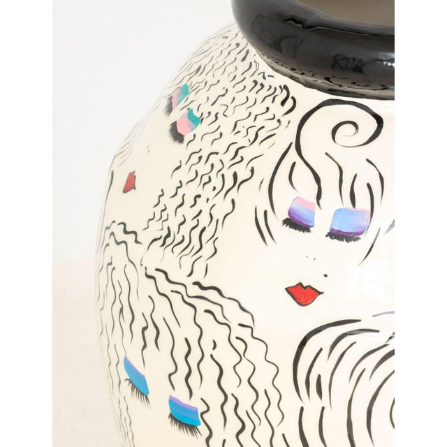 Ceramic Signed Modern Hand-Painted Ceramic Floor Vase For Sale - Image 7 of 9