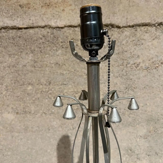 Mid-Century Modern Chrome Table Lamp, Sculptural Design, 1970s For Sale - Image 4 of 10