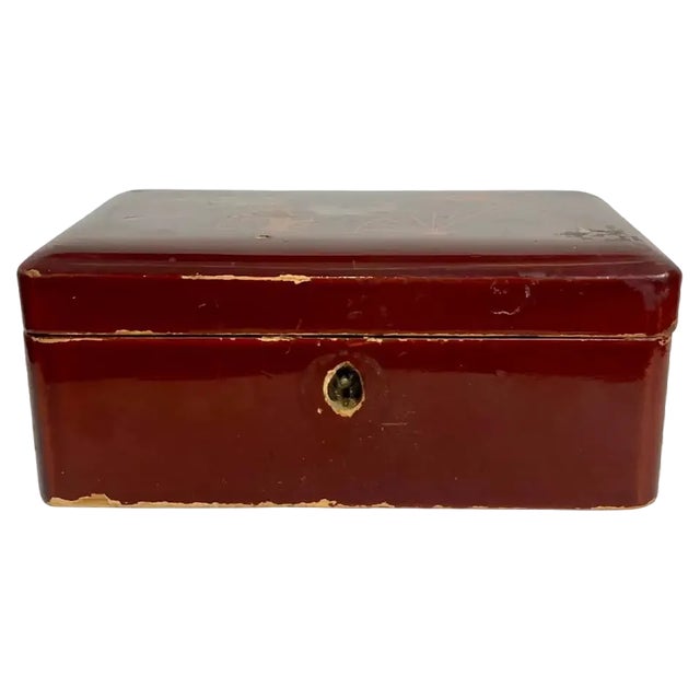 Antique Red Lacquered Box, 1800s For Sale
