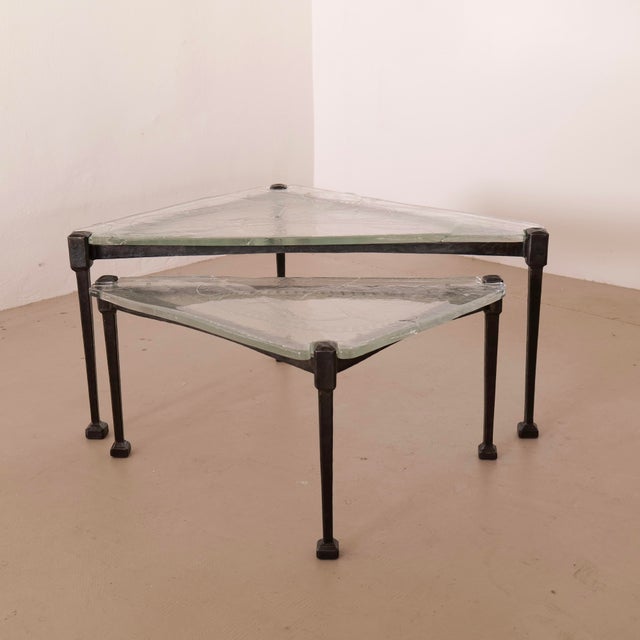 Metal Triangular Lothar Klute Set of Tables, 1980s, Set of 2 For Sale - Image 7 of 12