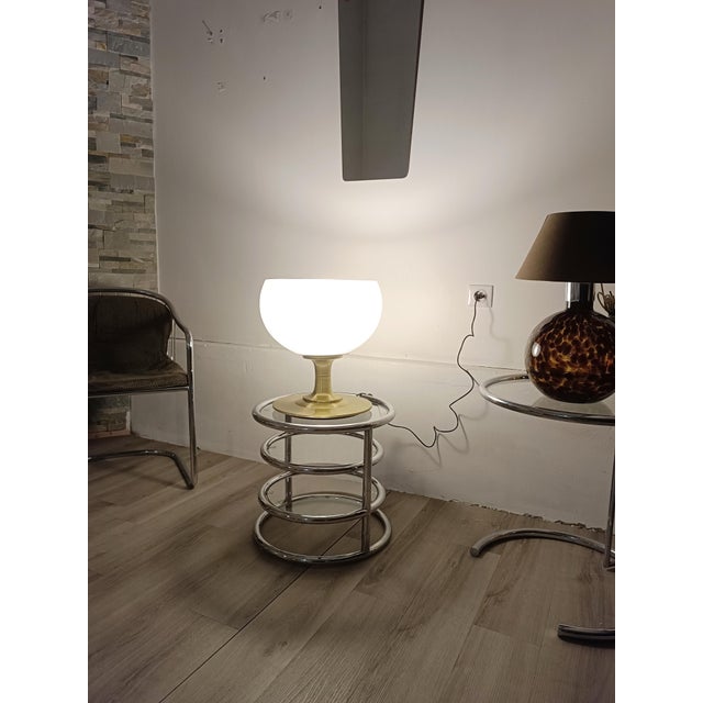 Metal Large Vintage Bowl Lamp, 1970s For Sale - Image 7 of 9