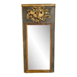 18th Century French Carved and Parcel Gilt Trumeau Mirror