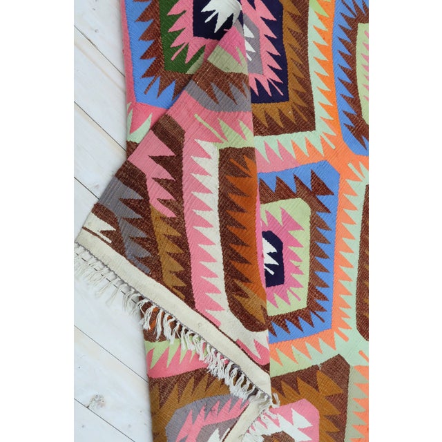 Vintage Turkish Kilim Rug-6’1’x7’5" For Sale - Image 12 of 13