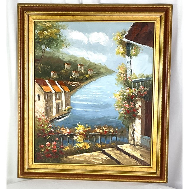 1990s Mediterranean Scene -Oil on Canvas-Unsigned For Sale - Image 5 of 10