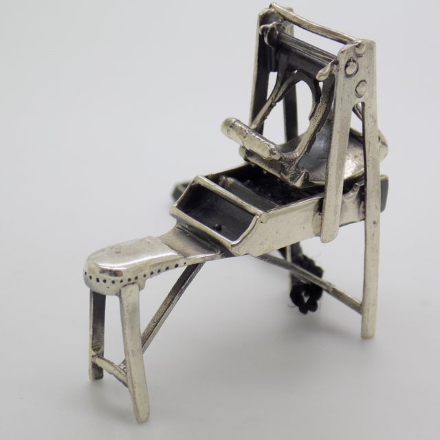 Metal Vintage Italian Handmade Genuine Sterling Silver 925 Bread Roll Machine Solid Figurine For Sale - Image 7 of 10
