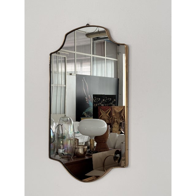 Large Mid-Century Italian Wall Mirror with Brass Frame, 1970s For Sale - Image 13 of 17