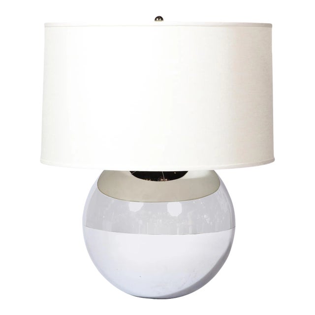 Mid-Century "Ball" Table Lamp in Chrome in the Style of Karl Springer For Sale